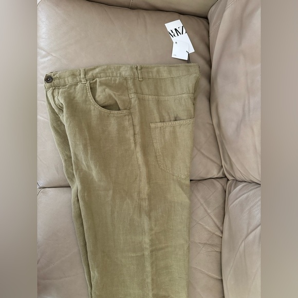 Zara 100% Linen Relaxed Wide Leg Pants - Picture 12 of 15